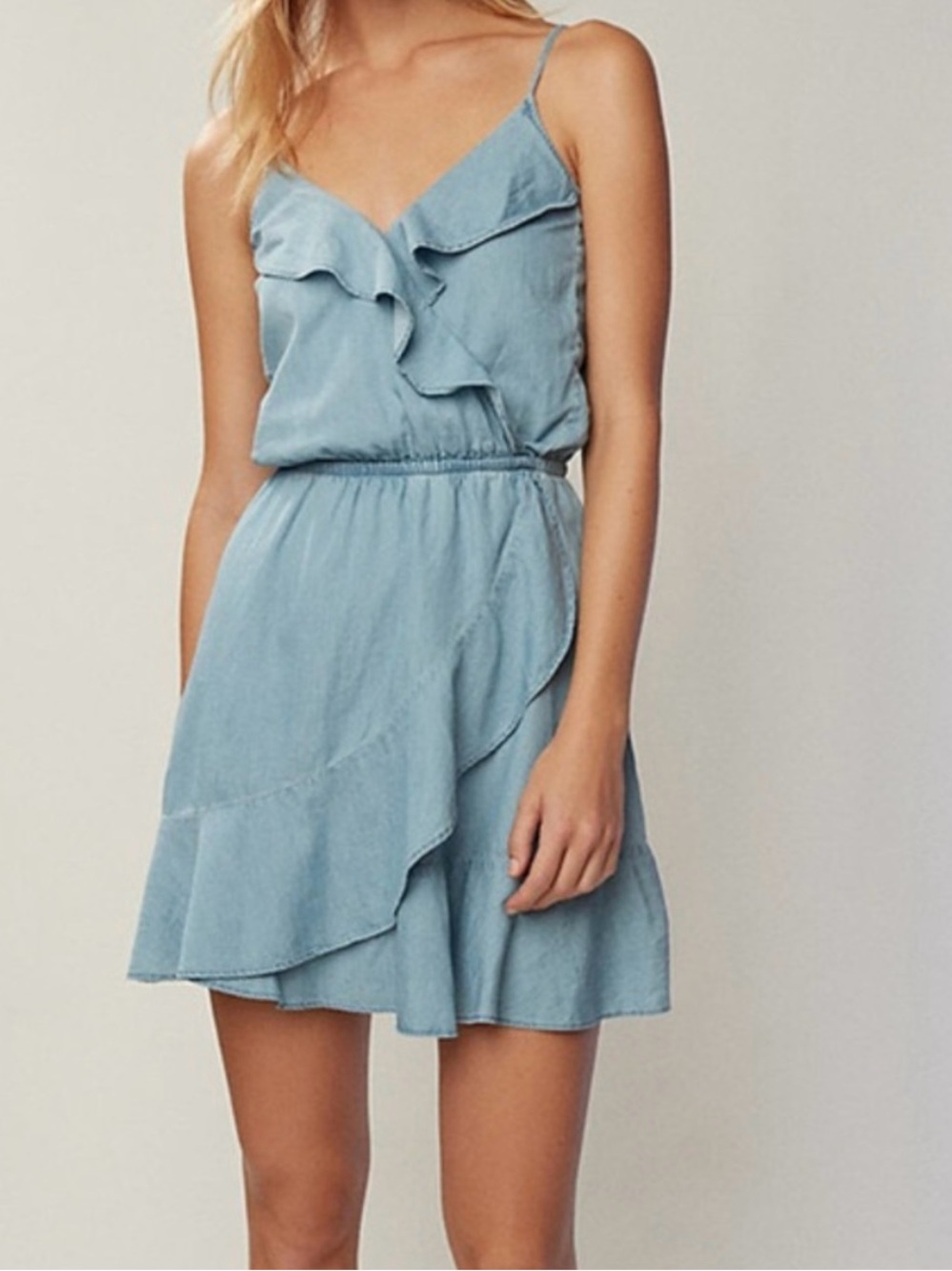Express Light Blue Ruffle Mini Dress Size S